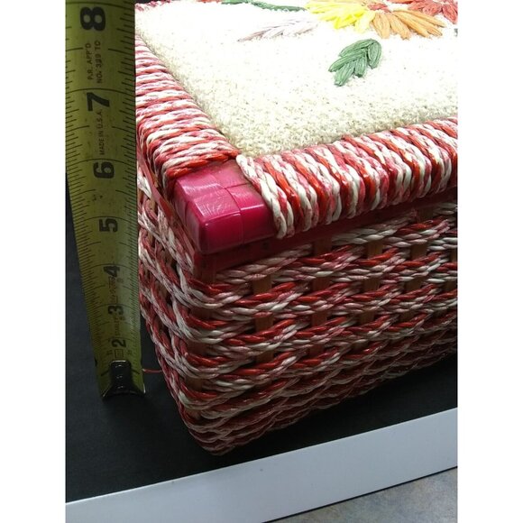 Vintage JC Penney Japan wooden Wicker floral Sewing Basket  READ DESCRIPTION - Picture 8 of 12
